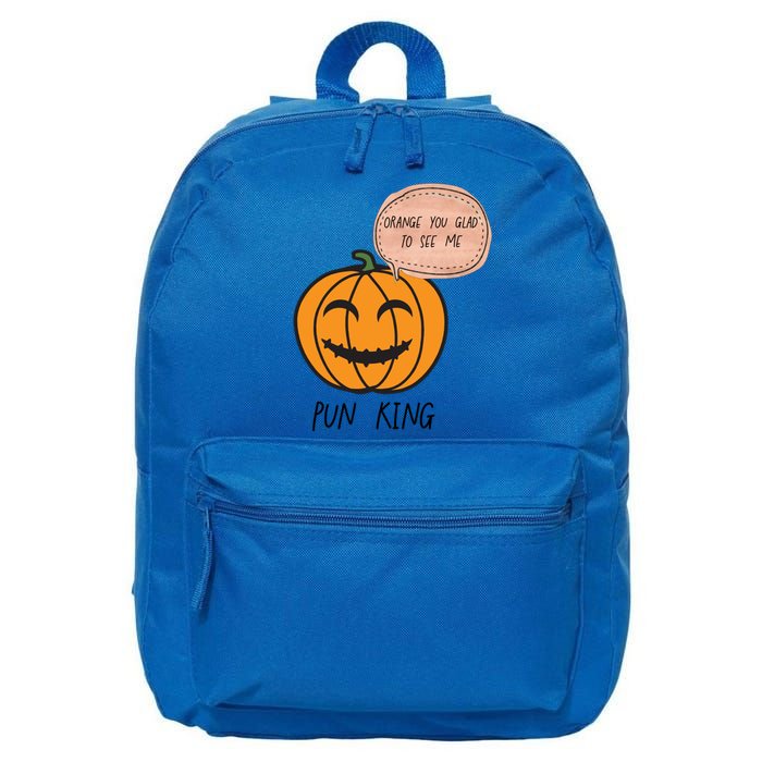 Funny Halloween Pumpkin Pun Joke Dad Joke Pun King Orange Gift 16 in Basic Backpack