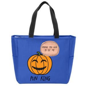 Funny Halloween Pumpkin Pun Joke Dad Joke Pun King Orange Gift Zip Tote Bag