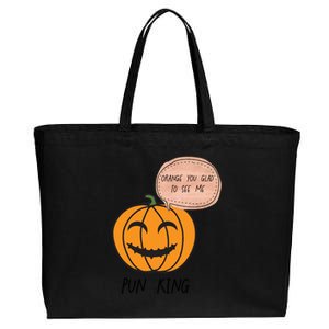 Funny Halloween Pumpkin Pun Joke Dad Joke Pun King Orange Gift Cotton Canvas Jumbo Tote