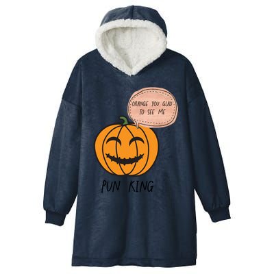 Funny Halloween Pumpkin Pun Joke Dad Joke Pun King Orange Gift Hooded Wearable Blanket