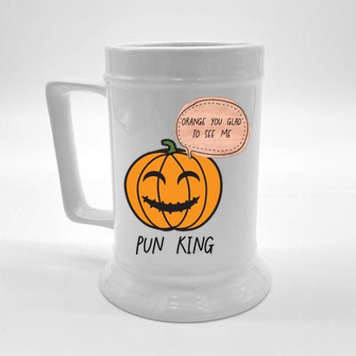 Funny Halloween Pumpkin Pun Joke Dad Joke Pun King Orange Gift Beer Stein