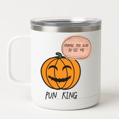 Funny Halloween Pumpkin Pun Joke Dad Joke Pun King Orange Gift 12 oz Stainless Steel Tumbler Cup