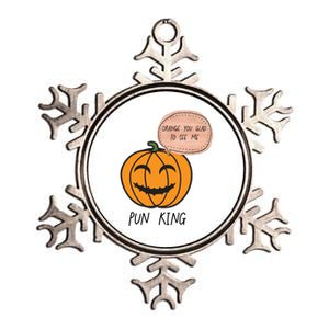 Funny Halloween Pumpkin Pun Joke Dad Joke Pun King Orange Gift Metallic Star Ornament