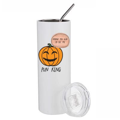 Funny Halloween Pumpkin Pun Joke Dad Joke Pun King Orange Gift Stainless Steel Tumbler