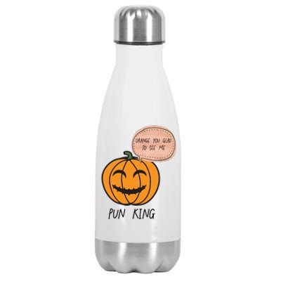 Funny Halloween Pumpkin Pun Joke Dad Joke Pun King Orange Gift Stainless Steel Insulated Water Bottle