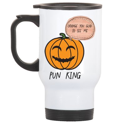 Funny Halloween Pumpkin Pun Joke Dad Joke Pun King Orange Gift Stainless Steel Travel Mug