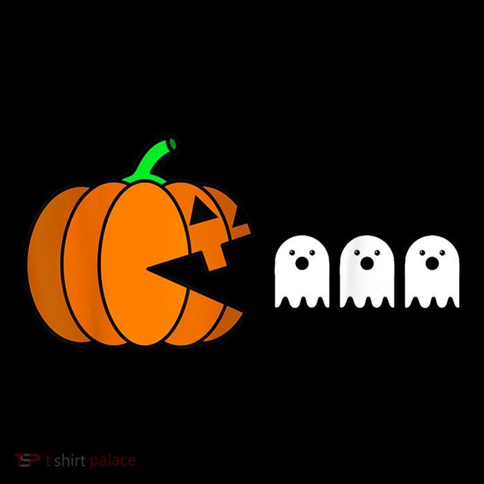 Funny Halloween Pumpkin Eating Ghost Gamer Premium T-Shirt