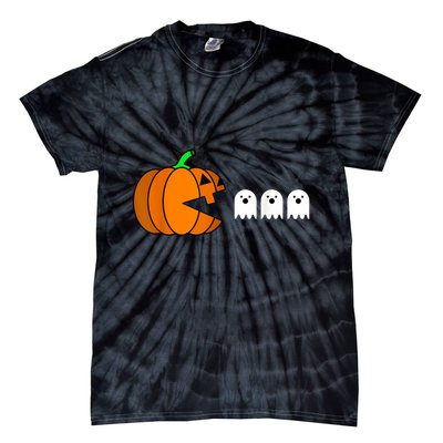 Funny Halloween Pumpkin Eating Ghost Gamer Tie-Dye T-Shirt
