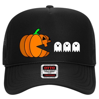 Funny Halloween Pumpkin Eating Ghost Gamer Trucker Hat