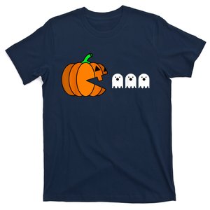 Funny Halloween Pumpkin Eating Ghost Gamer T-Shirt