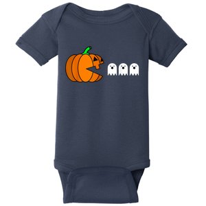 Funny Halloween Pumpkin Eating Ghost Gamer Baby Bodysuit