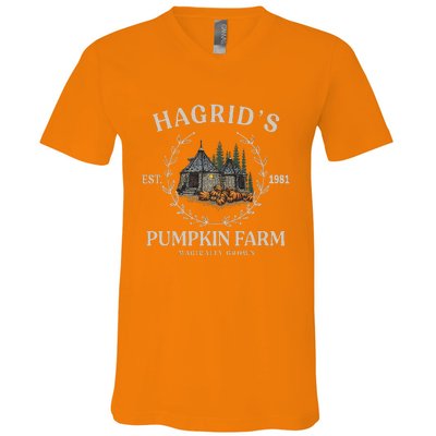 Fall Hagrids Pumpkin Farm Patch Autumn Pumpkin Garden V-Neck T-Shirt