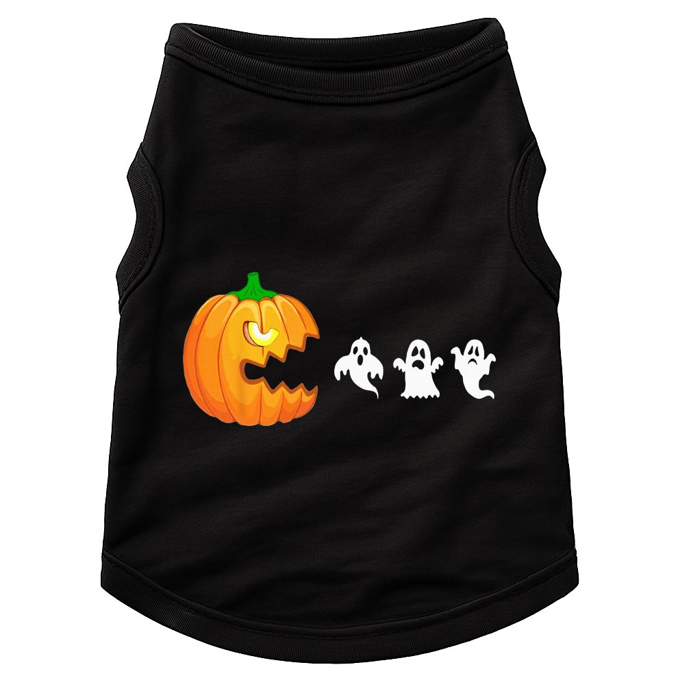Funny Halloween Pumpkin Eating Ghost Gamer Doggie Tank