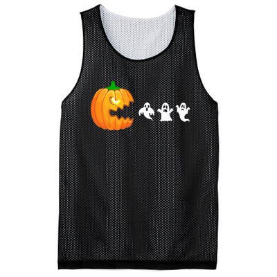 Funny Halloween Pumpkin Eating Ghost Gamer Mesh Reversible Basketball Jersey Tank