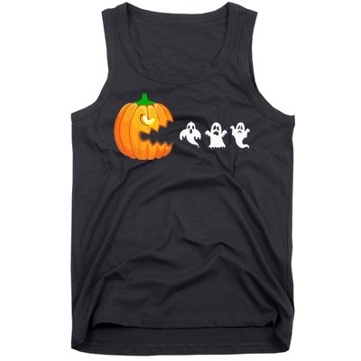 Funny Halloween Pumpkin Eating Ghost Gamer Tank Top