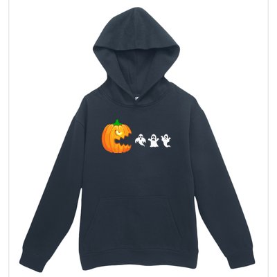 Funny Halloween Pumpkin Eating Ghost Gamer Urban Pullover Hoodie