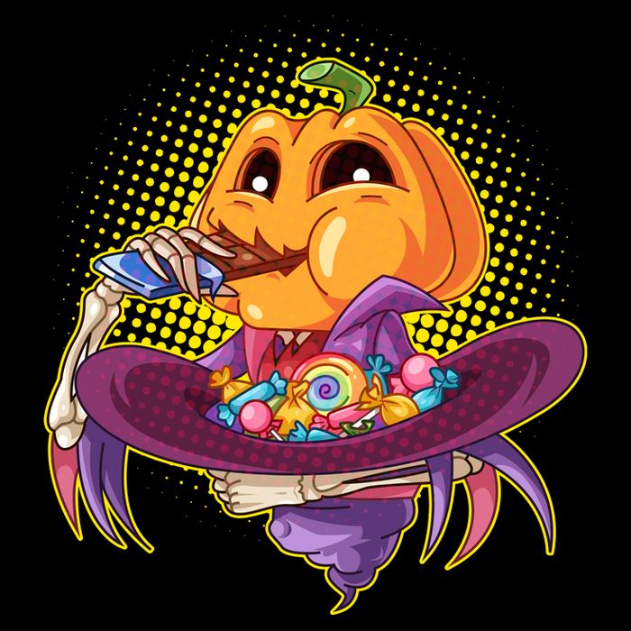 Funny Halloween Pumpkin Head Eating Candy Cooling Performance Crew T-Shirt