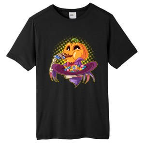 Funny Halloween Pumpkin Head Eating Candy Tall Fusion ChromaSoft Performance T-Shirt