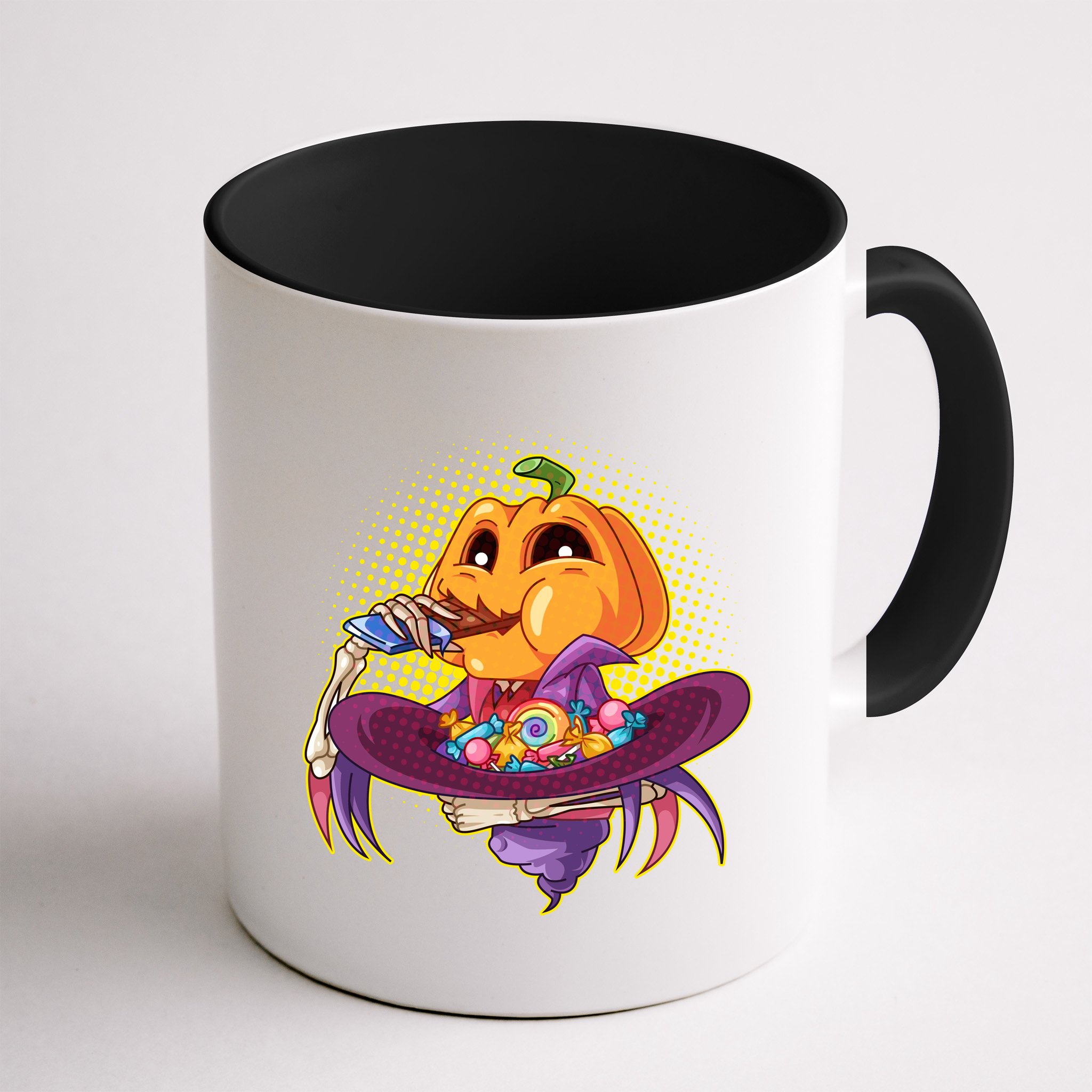 Funny Halloween Pumpkin Head Eating Candy Mug