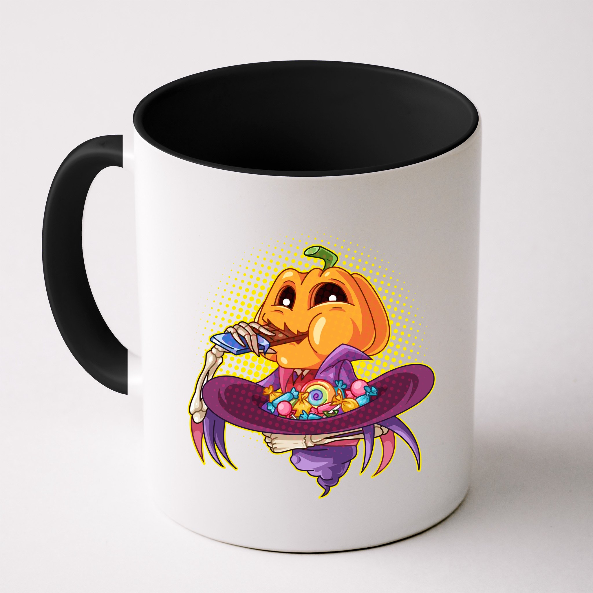 Funny Halloween Pumpkin Head Eating Candy Mug