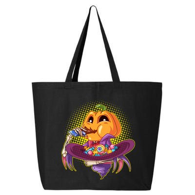 Funny Halloween Pumpkin Head Eating Candy 25L Jumbo Tote