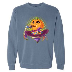 Funny Halloween Pumpkin Head Eating Candy Garment-Dyed Sweatshirt