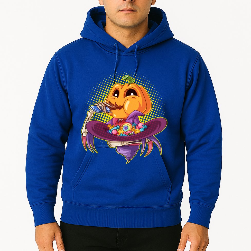 Funny Halloween Pumpkin Head Eating Candy Hoodie