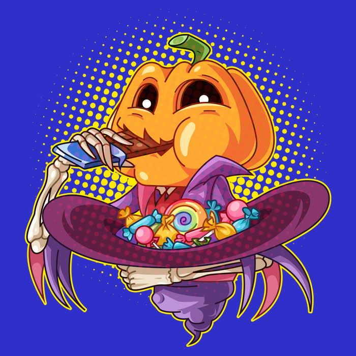 Funny Halloween Pumpkin Head Eating Candy Hoodie