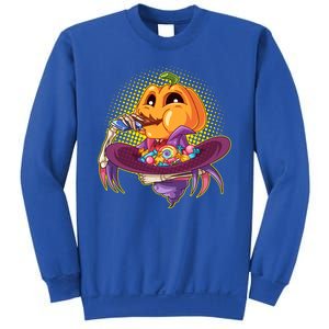 Funny Halloween Pumpkin Head Eating Candy Sweatshirt