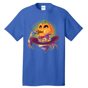 Funny Halloween Pumpkin Head Eating Candy Tall T-Shirt