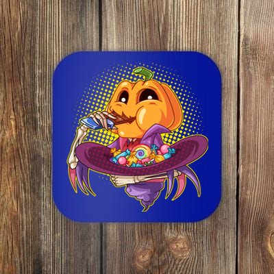 Funny Halloween Pumpkin Head Eating Candy Coaster