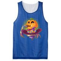 Funny Halloween Pumpkin Head Eating Candy Mesh Reversible Basketball Jersey Tank