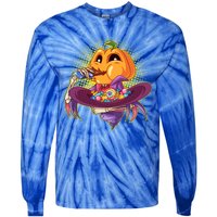 Funny Halloween Pumpkin Head Eating Candy Tie-Dye Long Sleeve Shirt