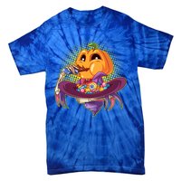 Funny Halloween Pumpkin Head Eating Candy Tie-Dye T-Shirt