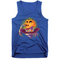 Funny Halloween Pumpkin Head Eating Candy Tank Top