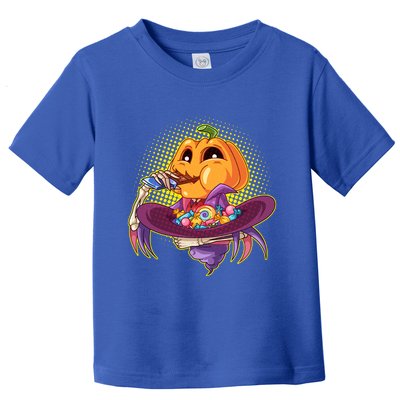 Funny Halloween Pumpkin Head Eating Candy Toddler T-Shirt