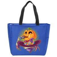 Funny Halloween Pumpkin Head Eating Candy Zip Tote Bag