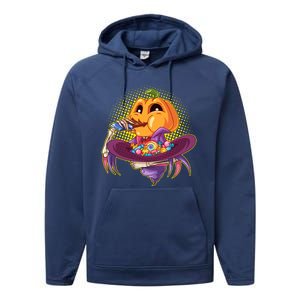 Funny Halloween Pumpkin Head Eating Candy Performance Fleece Hoodie