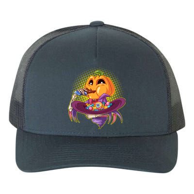 Funny Halloween Pumpkin Head Eating Candy Yupoong Adult 5-Panel Trucker Hat