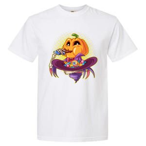 Funny Halloween Pumpkin Head Eating Candy Garment-Dyed Heavyweight T-Shirt