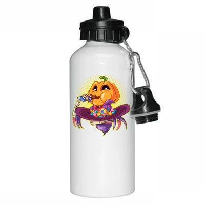 Funny Halloween Pumpkin Head Eating Candy Aluminum Water Bottle 