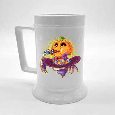 Funny Halloween Pumpkin Head Eating Candy Beer Stein