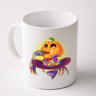 Funny Halloween Pumpkin Head Eating Candy Coffee Mug