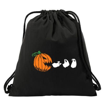 Funny Halloween Pumpkin Eating Ghost Gamer Cute Gift Drawstring Bag