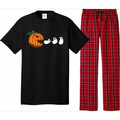 Funny Halloween Pumpkin Eating Ghost Gamer Cute Gift Pajama Set