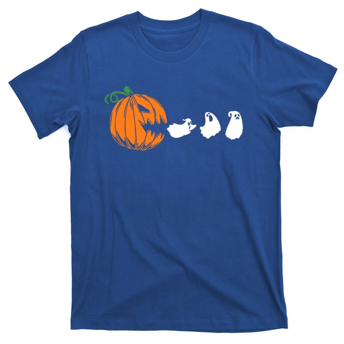 Funny Halloween Pumpkin Eating Ghost Gamer Cute Gift T-Shirt