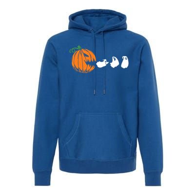 Funny Halloween Pumpkin Eating Ghost Gamer Cute Gift Premium Hoodie