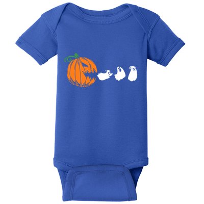 Funny Halloween Pumpkin Eating Ghost Gamer Cute Gift Baby Bodysuit
