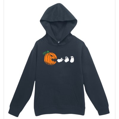 Funny Halloween Pumpkin Eating Ghost Gamer Cute Gift Urban Pullover Hoodie