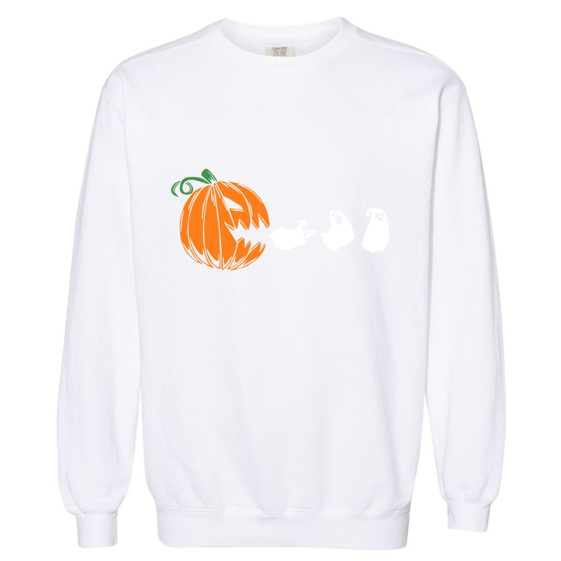Funny Halloween Pumpkin Eating Ghost Gamer Cute Gift Garment-Dyed Sweatshirt